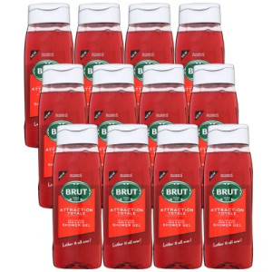 Brut Attraction Totale 12 x 500 ml All In One Hair & Body Shower Gel Duschgel