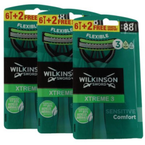 Wilkinson Sword Xtreme 3 Sensitive Comfort 3 x 6 + 2 Einwegrasierer 24 Stück Herrenrasierer