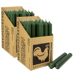 2 x 25 Stabkerzen Kieferngrün 180 x 22 mm Kerzenfarm Kerzen Candle
