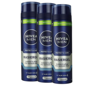 Nivea Rasiergel 3 x 200 ml mild Rasiergel für Herren normale Haut fürs Gesicht
