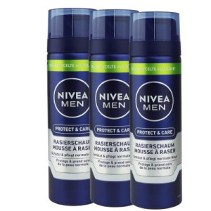 Nivea Men Protect & Care 3 x 200 ml Rasierschaum Shaving Foam für normale Haut