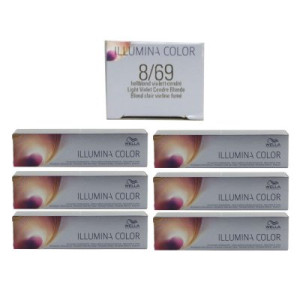 Wella Illumina 6 x 60 ml 8/69 hellblond violett cendre