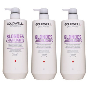 Goldwell Dualsenses Blondes & Highlights 3 x 1000 ml Conditioner für Blondes Haar