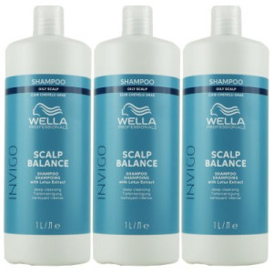 Wella Invigo Scalp Balance Deep Cleansing Shampoo 3 x 1000 ml für fettige Kopfhaut