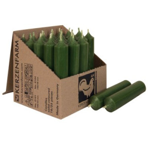 25 Stabkerzen Kieferngrün 100 x 22 mm Kerzenfarm Kerzen Candle