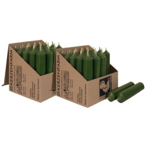 2 x 25 Stabkerzen Kieferngrün 100 x 22 mm Kerzenfarm Kerzen Candle