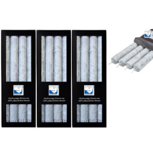 3 x 4 Stearin Stabkerzen Grau 250 x 22 mm Kerzenfarm Kerzen