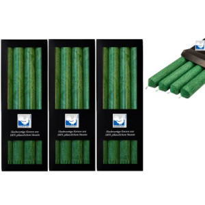 3 x 4 Stearin Stabkerzen Dunkelgrün 250 x 22 mm Kerzenfarm Kerzen