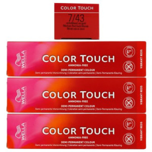 Wella Color Touch Vibrants Red 3 x 60 ml 7/43 mittelblond rot gold