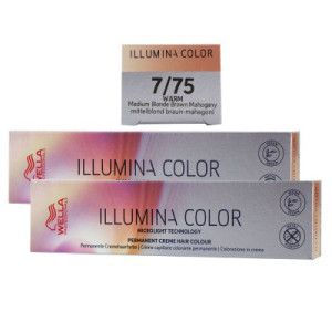 Wella Illumina 2 x 60 ml 7/75 mittelblond braun mahagoni