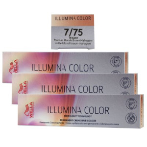 Wella Illumina 3 x 60 ml 7/75 mittelblond braun mahagoni