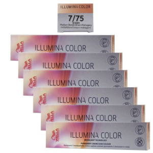 Wella Illumina 6 x 60 ml 7/75 mittelblond braun mahagoni