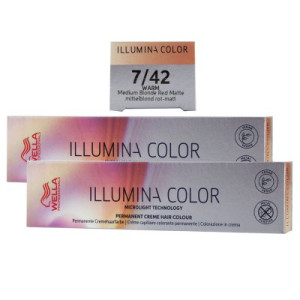 Wella Illumina 2 x 60 ml 7/42 mittelblond rot matt