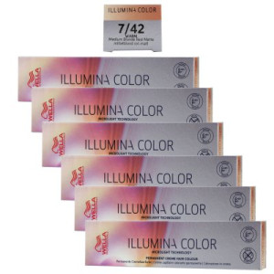 Wella Illumina 6 x 60 ml 7/42 mittelblond rot matt
