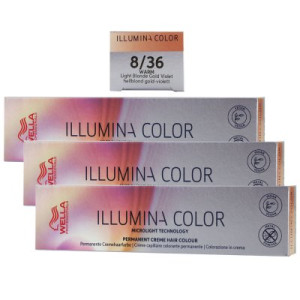 Wella Illumina 3 x 60 ml 8/36 hellblond gold violett