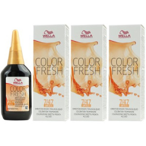 Wella Color Fresh Tönungsliquid 3 x 75 ml 7/47 mittelblond rot braun