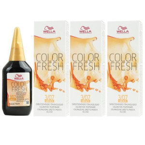 Wella Color Fresh Tönungsliquid 3 x 75 ml 3/07 dunkelbraun natur braun