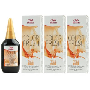 Wella Color Fresh Tönungsliquid 3 x 75 ml 7/44 mittelblond rot intensiv