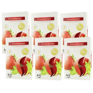 Scented Candle 6 x 6er Teelichte Duftkerzen Strawberry - Erdbeere