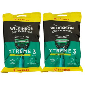 Wilkinson Sword Xtreme 3 Sensitive Comfort 2 x 12 Stück Rasierapparat 8 + 4