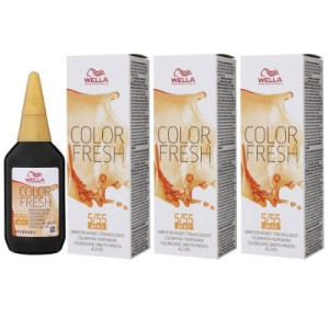 Wella Color Fresh Tönungsliquid 3 x 75 ml 5/55 hellbraun mahagoni intensiv