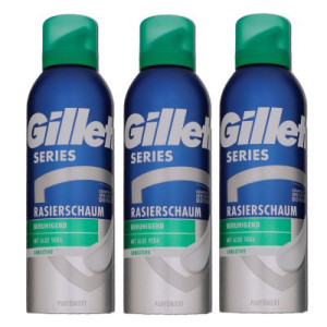 Gillette Series Sensitive 3 x 200 ml Rasierschaum mit Aloe Vera