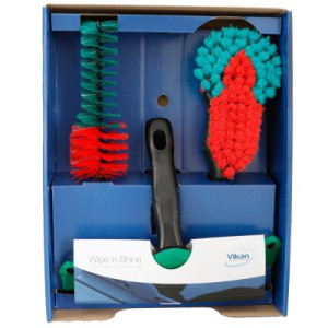 Vikan Transport Kampagnebox Autoreinigungsset Wasserabzieher Felgenbürste Handbürste 3-teiliges
