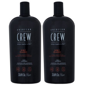American Crew 3 in 1 2 x 1000 ml Shampoo & Conditioner & Body Wash