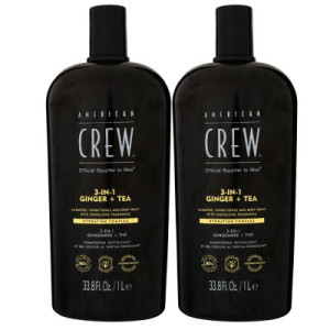 American Crew Ginger & Tea Energizing 2 x 1000 ml 3-in-1 Shampoo Conditioner Body Wash