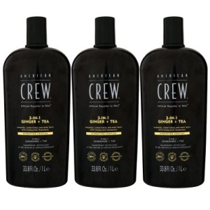 American Crew Ginger & Tea Energizing 3 x 1000 ml 3-in-1 Shampoo Conditioner Body Wash