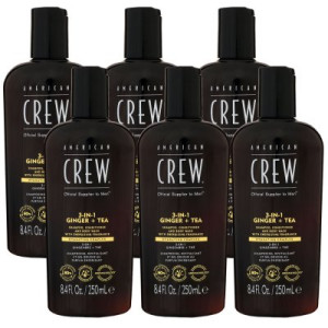 American Crew Ginger & Tea Energizing 6 x 250 ml 3-in-1 Shampoo Conditioner Body Wash