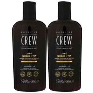 American Crew Ginger & Tea Energizing 2 x 450 ml 3-in-1 Shampoo Conditioner Body Wash