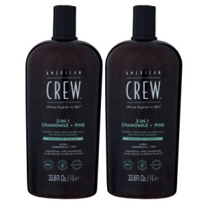 American Crew 3 in 1 2 x 1000 ml Chamomile & Pine Shampoo & Conditioner & Body Wash