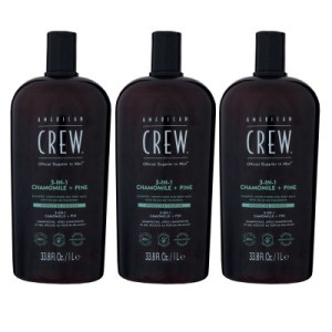 American Crew 3 in 1 3 x 1000 ml Chamomile & Pine Shampoo & Conditioner & Body Wash