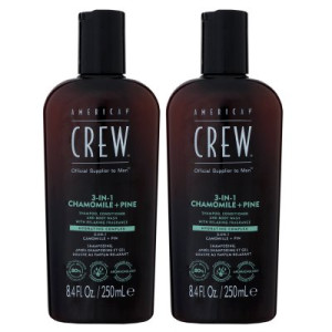 American Crew 3 in 1 2 x 250 ml Chamomile & Pine Shampoo & Conditioner & Body Wash