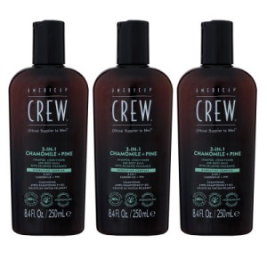 American Crew 3 in 1 3 x 250 ml Chamomile & Pine Shampoo & Conditioner & Body Wash