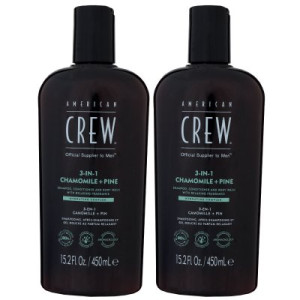 American Crew 3 in 1 2 x 450 ml Chamomile & Pine Shampoo & Conditioner & Body Wash