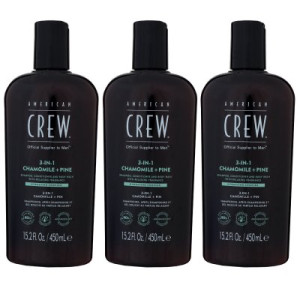 American Crew 3 in 1 3 x 450 ml Chamomile & Pine Shampoo & Conditioner & Body Wash