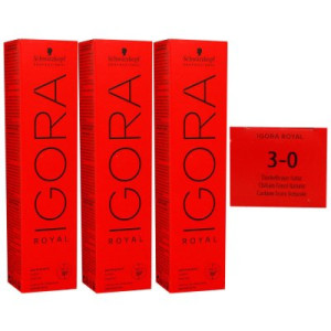 Schwarzkopf Igora Royal 3 x 60 ml 3-0 dunkelbraun Haarfarbe Cremefarbe
