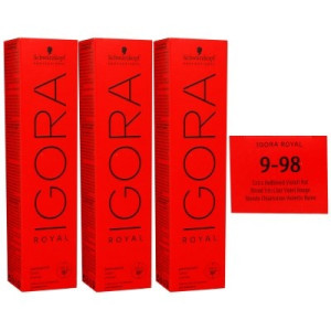 Schwarzkopf Igora Royal 3 x 60 ml 9-98 extra hellblond violett rot Haarfarbe Cremefarbe