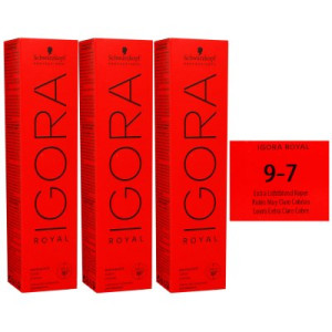 Schwarzkopf Igora Royal 3 x 60 ml 9-7 extra hellblond kupfer Haarfarbe Cremefarbe