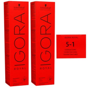 Schwarzkopf Igora Royal 2 x 60 ml 5-1 hellbraun asch Haarfarbe Cremefarbe