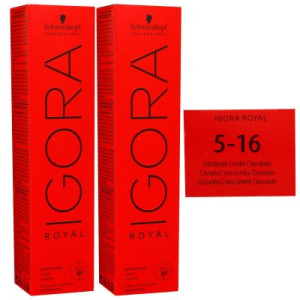 Schwarzkopf Igora Royal 2 x 60 ml 5-16 hellbraun cendre schoko Haarfarbe Cremefarbe