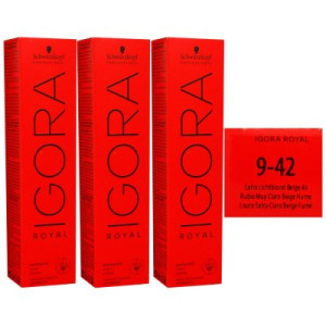 Schwarzkopf Igora Royal 3 x 60 ml 9-42 extra hellblond beige asch Haarfarbe Cremefarbe