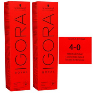 Schwarzkopf Igora Royal 2 x 60 ml 4-0 mittelbraun Haarfarbe Cremefarbe