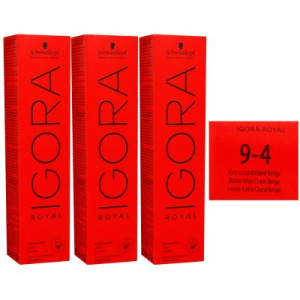 Schwarzkopf Igora Royal 3 x 60 ml 9-4 extra hellblond beige Haarfarbe Cremefarbe