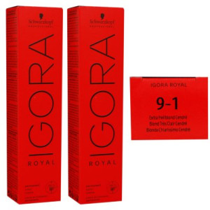 Schwarzkopf Igora Royal 2 x 60 ml 9-1 extra hellblond cendre Haarfarbe Cremefarbe