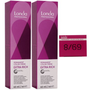 Londa Professional permanente Cremehaarfarbe Extra Rich 2 x 60 ml 8/69 hellblond violett cendre