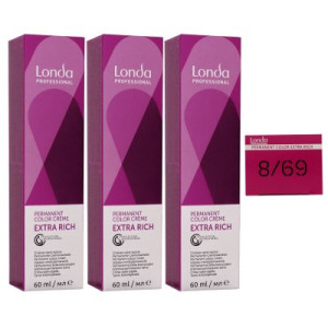 Londa Professional permanente Cremehaarfarbe Extra Rich 3 x 60 ml 8/69 hellblond violett cendre