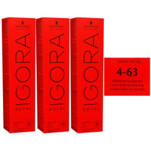 Schwarzkopf Igora Royal 3 x 60 ml 4-63 mittelbraun schoko matt Haarfarbe Cremefarbe